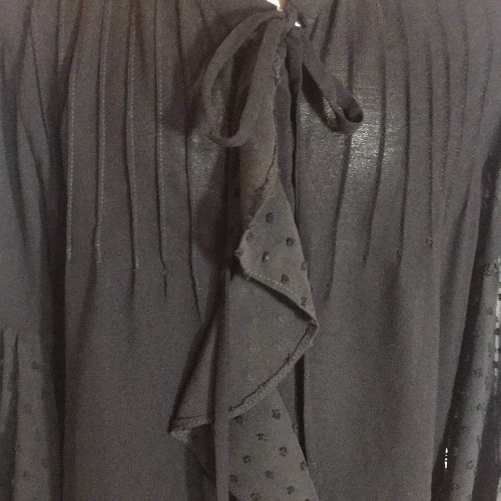 “ZARA BASIC” Ruffled Wide Sleeves Black Blouse. - Picture 3 of 12